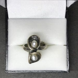 2 Pearls silver 925 ring